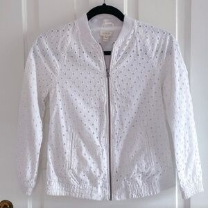 J Crew XXS White Eyelet Light Jacket